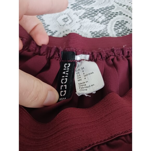 Dark Red Flowy Mini Skirt - Picture 6 of 13